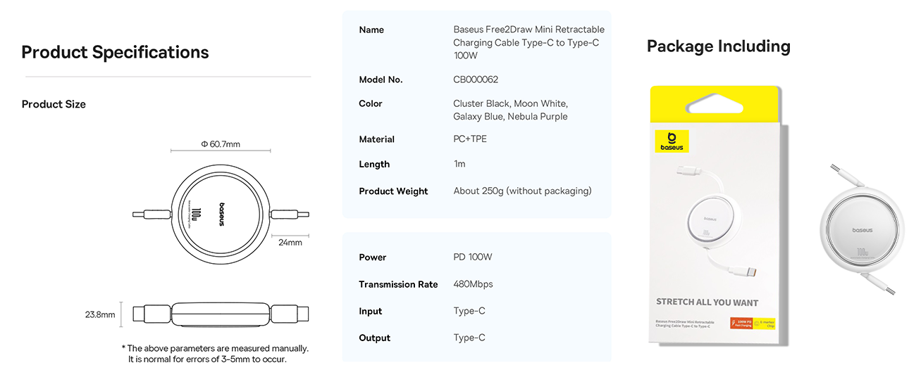 Baseus 100W Free2 Draw Mini Both